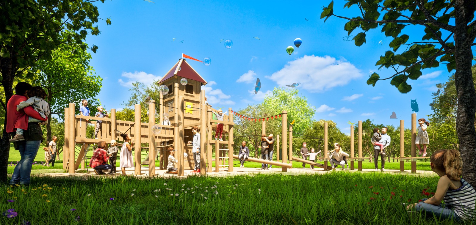 Piirtäjänpuistoon tulossa oleva lasten valitsema leikkiväline
