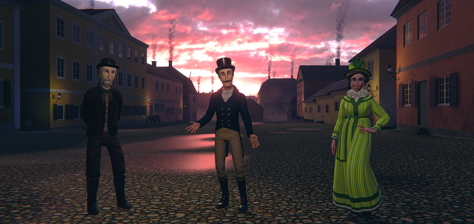 Virtuaalisia hahmoja historiasta Turku goes 1812 digitaalisessa maailmassa.