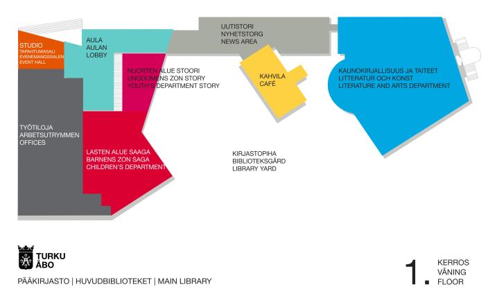 Planritning för huvudbiblioteket, 1:e våningen.