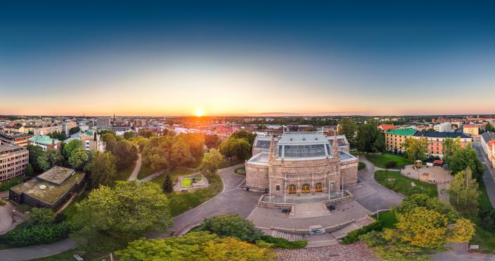Turku Art Museum and its surroundings seen from the air. (Picture: Mika Kurkilahti)