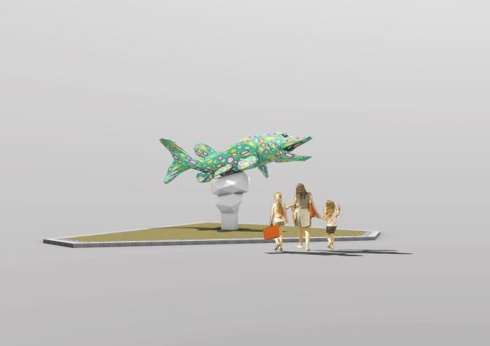 Haukea esittävän Auran Vonkale -teoksen havainnekuva. (Kuva: HC Berg)