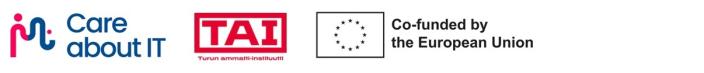 Care about IT -hankkeen logopalkki, jossa mukana rahoittajalogo.