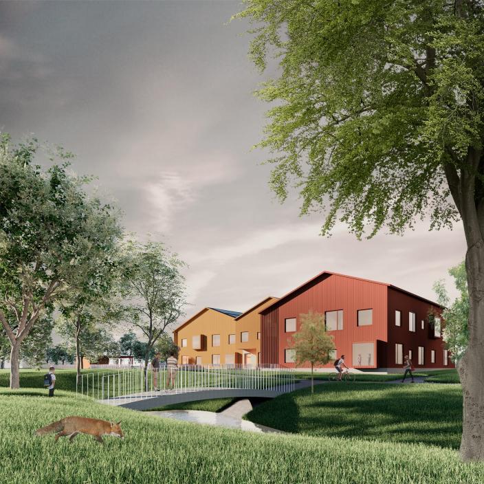 Keltasirkunpolun päiväkoti havainnekuva. (Kuva: Lukkaroinen Arkkitehdit)