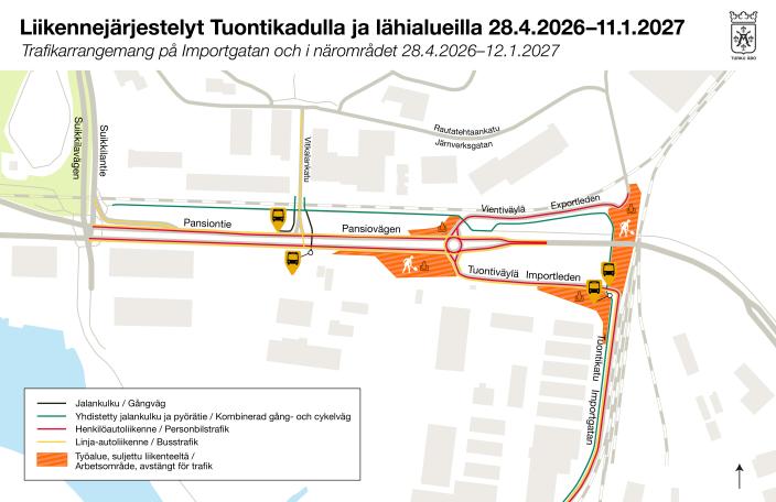 Kartta Tuontikadun ympäristöstä.