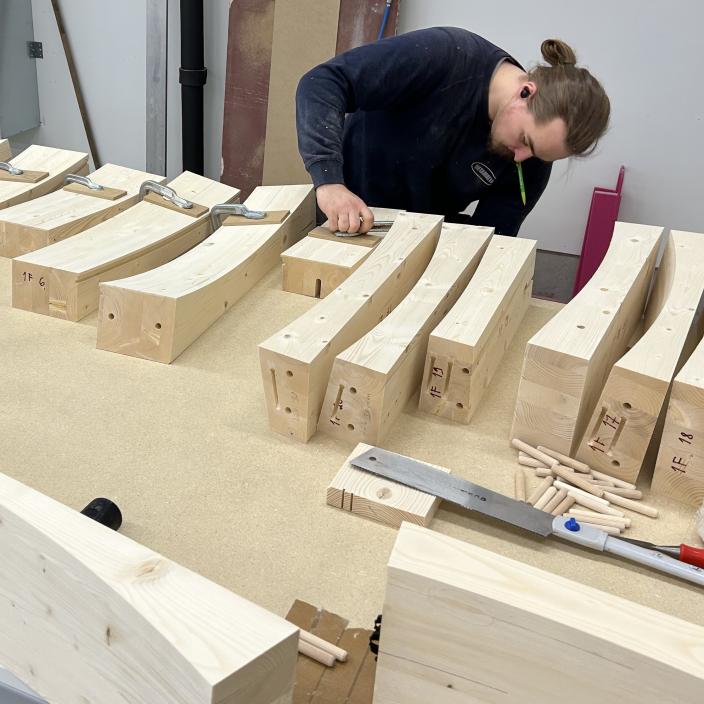 Musiikkitalo Fuugan seinäverhouksen valmistus (Kuva: Martin Lukasczyk)