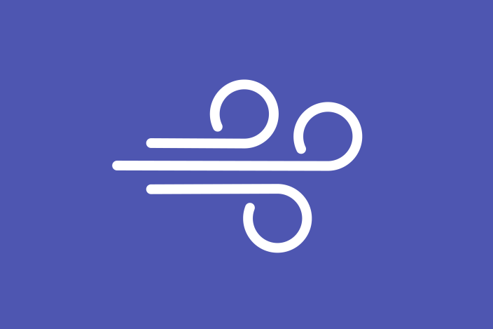 Ikoni, joka kuvastaa ilmastointia violetilla pohjalla. 