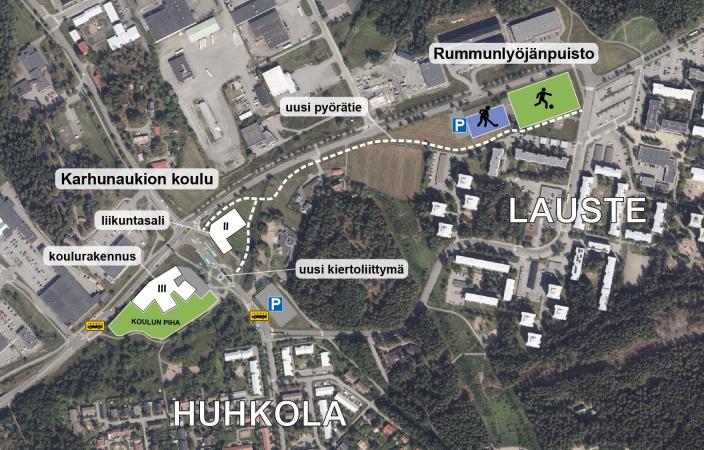 Karhunaukion monitoimitalo kartalla. (Kuva: Turun kaupunki)