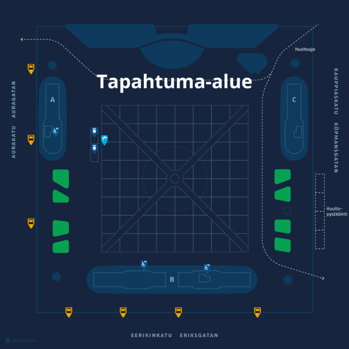 Karttakuva Turun Kauppatorin tapahtuma-alueesta (Kuva: Turun kaupunki)
