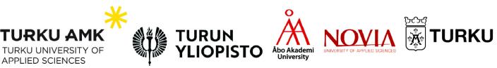 Turun korkeakoulujen logot yhdessä rivissä.