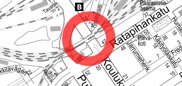 Koulukadun alikulun sijainti kartalla