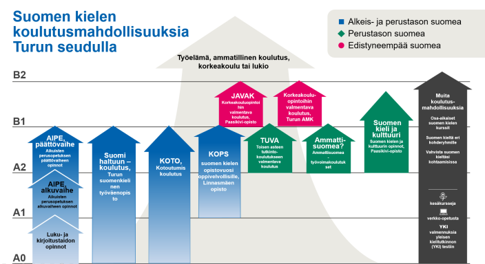 Tässä kaaviossa on avattu kielikoulutuksen eri osa-alueita. (Foto: Kaisu-Leena Nikkanen)