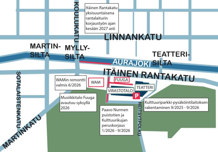 Kulttuurirannan työmaat (Kuva: Turun kaupunki)