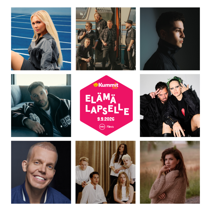 Elämä Lapselle -konsertin kollaasia artisteista.