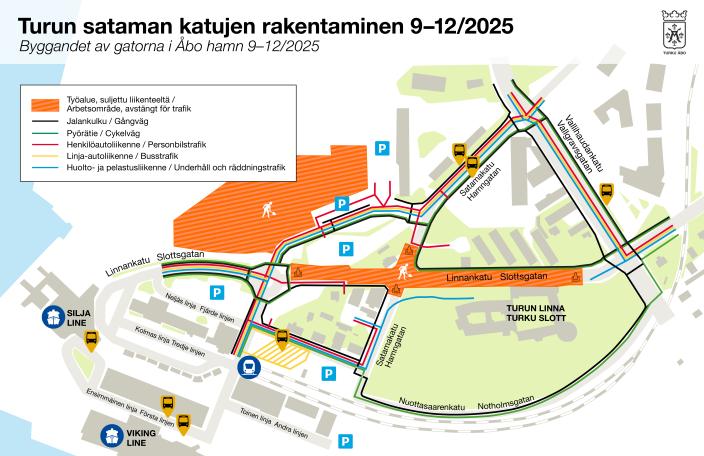 Linnakadun sulkemisen liikennejärjestelyt.