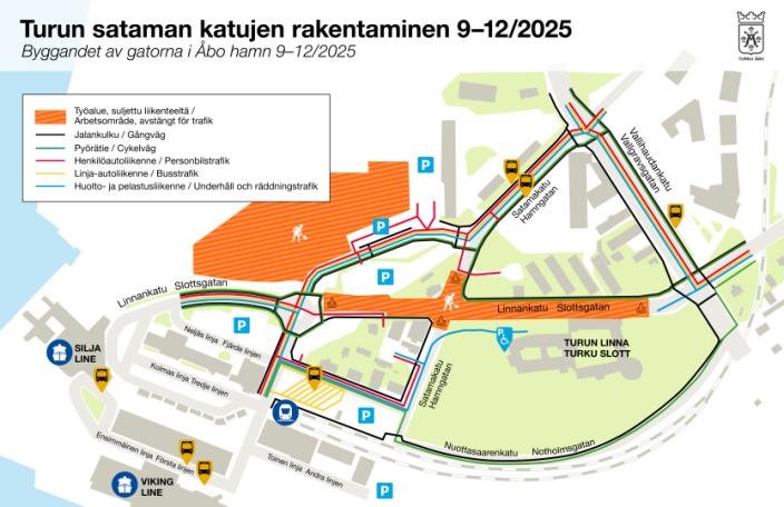 Turun sataman katu-urakka_päivitetty kartta (Kuva: Turun kaupunki)