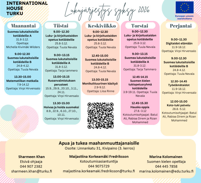 Kotiäitien lukujärjestys syksy 2026. (Kuva: Markku Liukkonen)