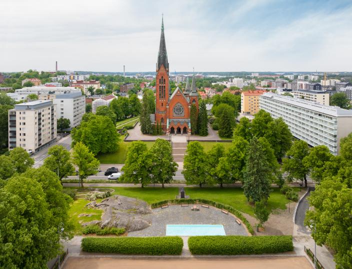 Mannerheiminpuston kahluuallasalue ilmasta. (Kuva: Wellu Hämäläinen)