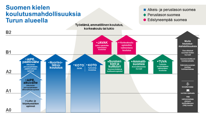 Kaavakuva erilaisista suomen kielen opintopoluista (Kuva: Markku Liukkonen)