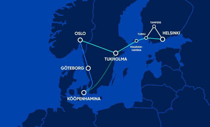 Nordic Capitals Railway -karttakuva. (Kuva: Miltton)