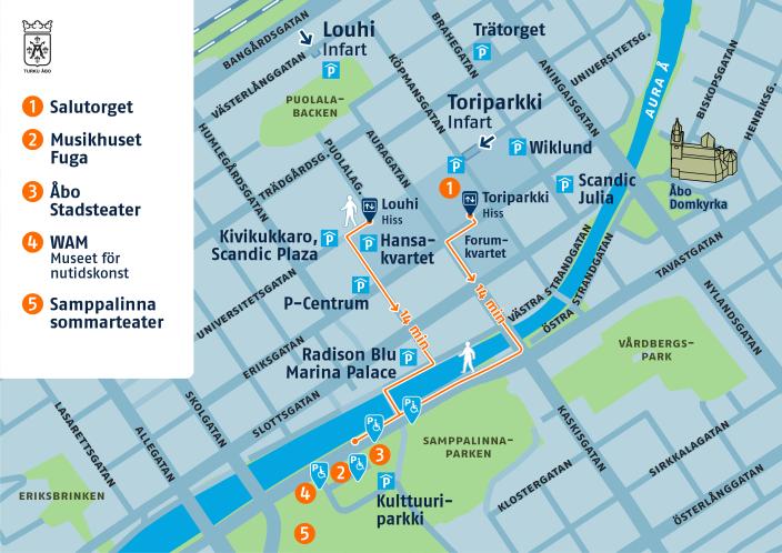 Parkering arrangemangen runt Fuga och stadsteater. (Foto: Turun kaupunki)
