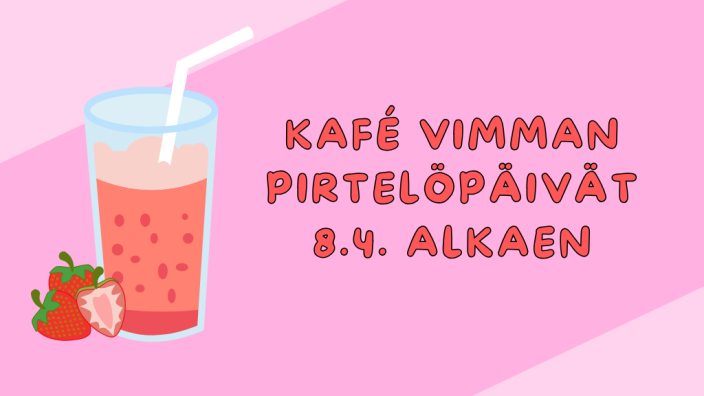 Kuvassa on piirretty mansikkapirtelö. (Kuva: Turun kaupunki)