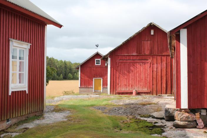 Vanhoja punaisia puurakennuksia. (Kuva: Anniina Lehtokari)