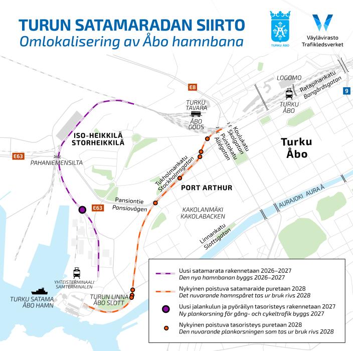 Uuden satamaradan reitti Turun satamaan. (Foto: Väylävirasto)