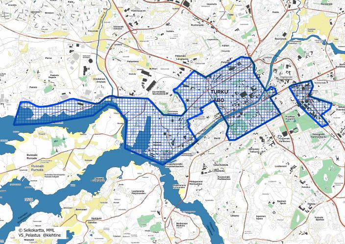 Ilotulituksen kieltoalue Turussa.