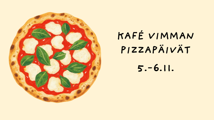 Kuvassa on piirretty margherita-pizza. (Kuva: Turun kaupunki)
