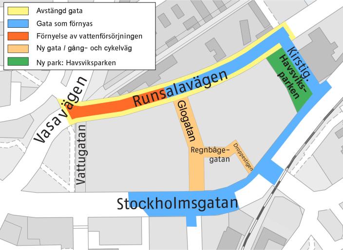 Karta över byggandet i Vasaparken.