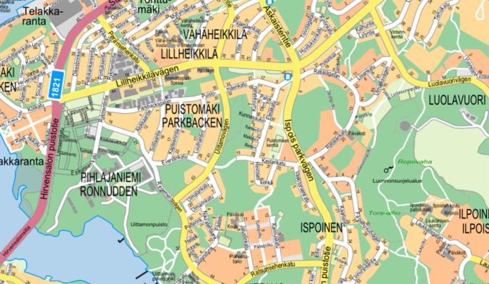 Vähäheikkiläntie kartalla.