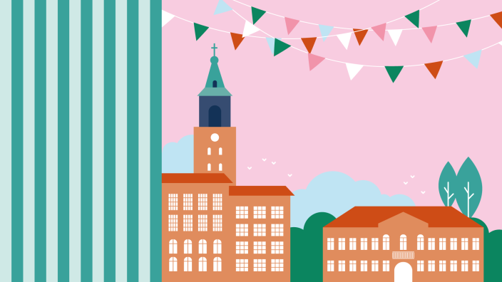 Vanhankaupungin juhlan graafinen tunnuskuva.