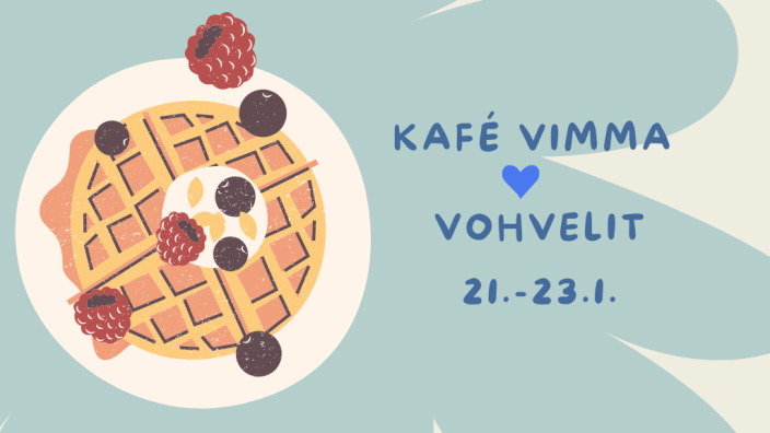 Kuvassa on piirretty vohveli, jonka päällä on marjoja. (Kuva: Turun kaupunki)