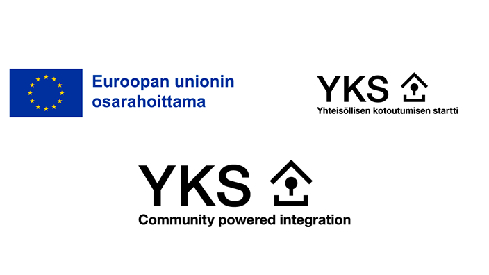 YKS -hankkeen logo suomeksi ja englanniksi ja EU -logo.